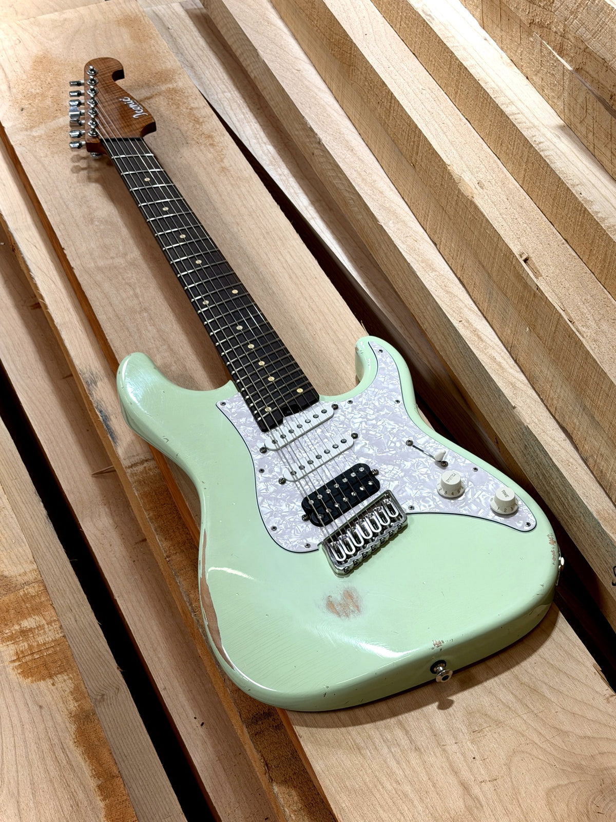 Solana 7MS 1212 - full guitar on bench